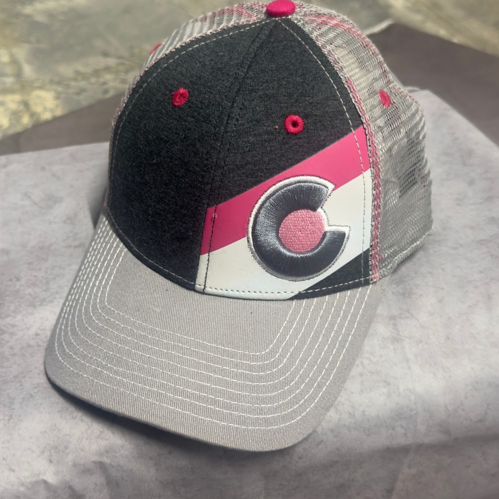 YoColorado Women Trucker Hat Gray Pink Black Snapback Colorado C Logo Cap